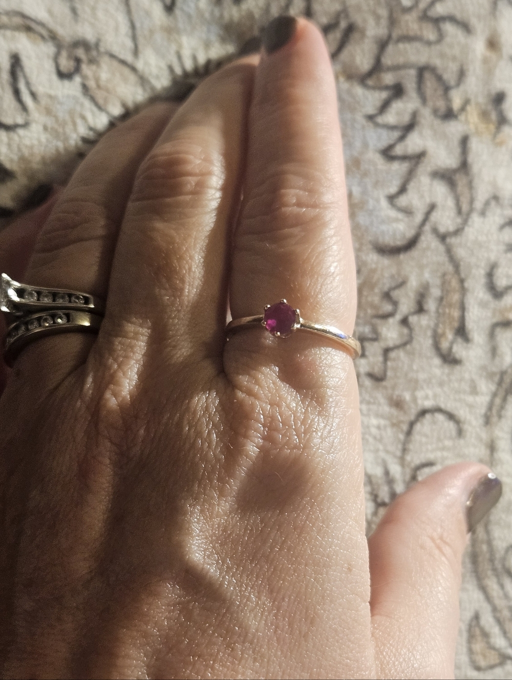 Pink Tourmaline Rose Gold Plated Sterling Silver Ring